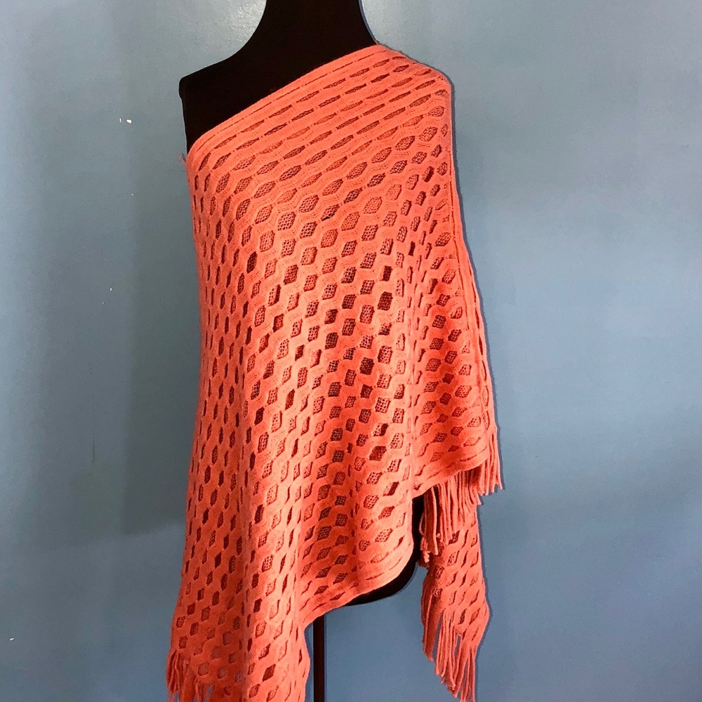 Peach knit poncho